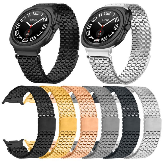 For Samsung Galaxy Watch Ultra 47mm Nine-beads Magnetic Buckle Stainless Steel Watch Band(Gold)