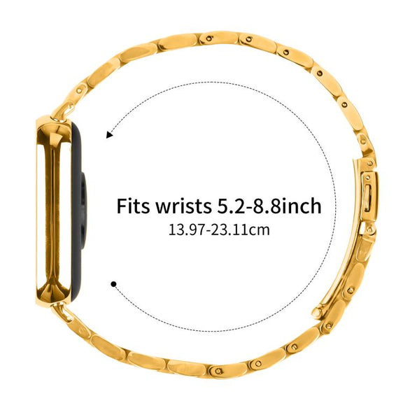 For Xiaomi Mi Band 8 Pro Five Beads Slingshot Buckle Steel Watch Band(Gold)