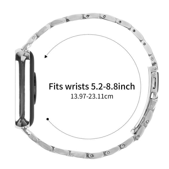 For Xiaomi Mi Band 8 Pro Five Beads Slingshot Buckle Steel Watch Band(Silver)