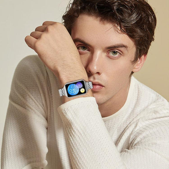 For Xiaomi Mi Band 8 Pro Five Beads Slingshot Buckle Steel Watch Band(Silver)