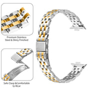 For Xiaomi Mi Band 8 Pro Five Beads Slingshot Buckle Steel Watch Band(Silver Gold)