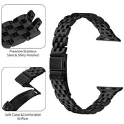 For Apple Watch 46mm / 49mm / 45mm / 44mm Small Waist Slingshot Buckle Steel Watch Band(Black)