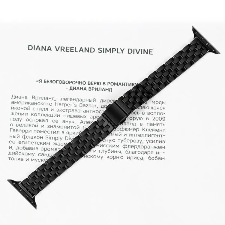 For Apple Watch 46mm / 49mm / 45mm / 44mm Small Waist Slingshot Buckle Steel Watch Band(Black)