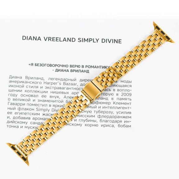 For Apple Watch 46mm / 49mm / 45mm / 44mm Small Waist Slingshot Buckle Steel Watch Band(Gold)