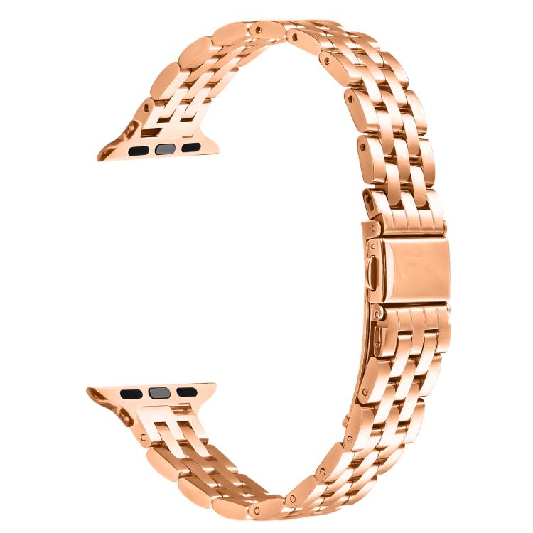 For Apple Watch 46mm / 49mm / 45mm / 44mm Small Waist Slingshot Buckle Steel Watch Band(Rose Gold) - free shipping - PMC TechLife - Order now!