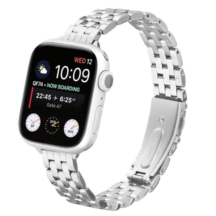 For Apple Watch 46mm / 49mm / 45mm / 44mm Small Waist Slingshot Buckle Steel Watch Band(Silver) - free shipping - PMC TechLife - Order now!