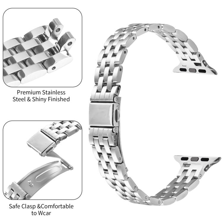 For Apple Watch 46mm / 49mm / 45mm / 44mm Small Waist Slingshot Buckle Steel Watch Band(Silver) - free shipping - PMC TechLife - Order now!