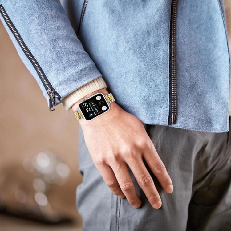 For Apple Watch 42mm / 41mm / 40mm / 38mm Small Waist Slingshot Buckle Steel Watch Band(Between Gold) - free shipping - PMC TechLife - Order now!
