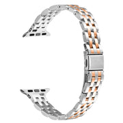 For Apple Watch 42mm / 41mm / 40mm / 38mm Small Waist Slingshot Buckle Steel Watch Band(Between Rose Gold)