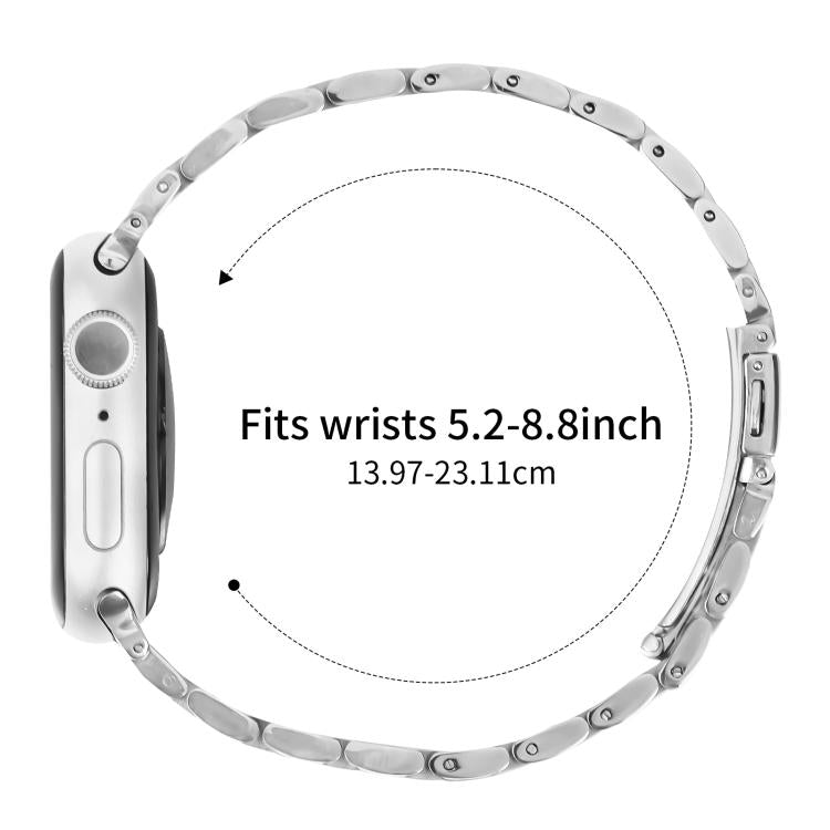 For Apple Watch 42mm / 41mm / 40mm / 38mm Small Waist Slingshot Buckle Steel Watch Band(Between Rose Gold)