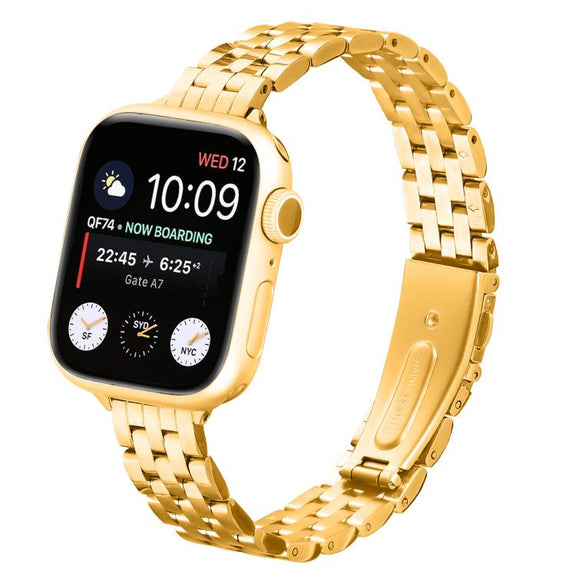 For Apple Watch 42mm / 41mm / 40mm / 38mm Small Waist Slingshot Buckle Steel Watch Band(Gold)