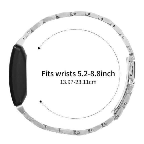 For Fitbit Inspire 1 / Inspire 2 Five Beads Slingshot Buckle Steel Watch Band(Silver Rose Gold)