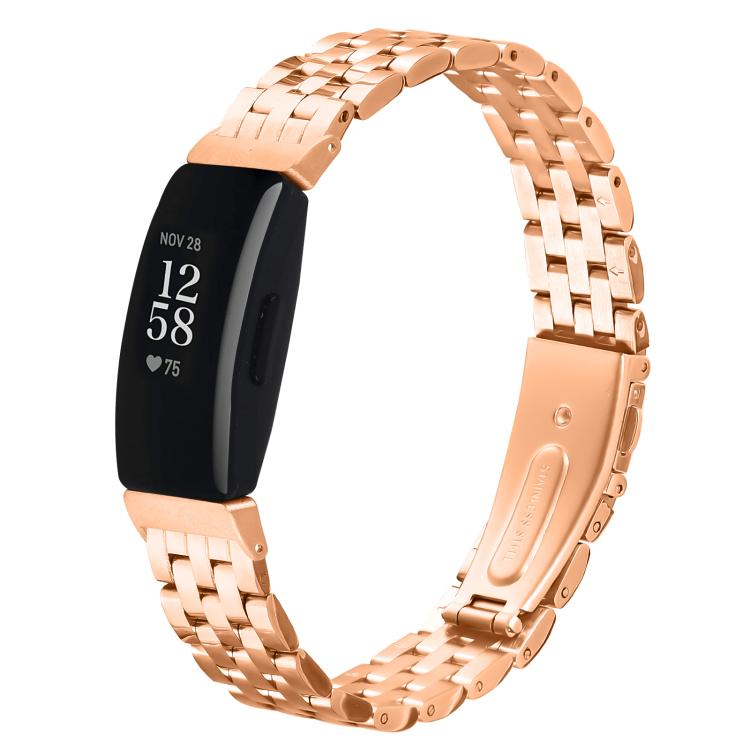 For Fitbit Inspire 1 / Inspire 2 Five Beads Slingshot Buckle Steel Watch Band(Rose Gold) - free shipping - PMC TechLife - Order now!