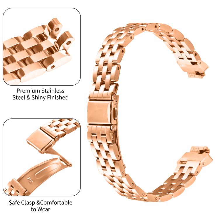 For Fitbit Inspire 1 / Inspire 2 Five Beads Slingshot Buckle Steel Watch Band(Rose Gold) - free shipping - PMC TechLife - Order now!