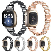 For Fitbit Versa 3 Oval Diamond Stainless Steel Watch Band(Silver)