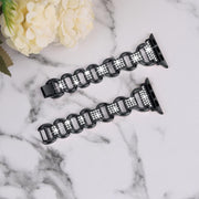 For Apple Watch 46mm / 49mm / 45mm / 44mm Oval Diamonds Steel Watch Band(Black)