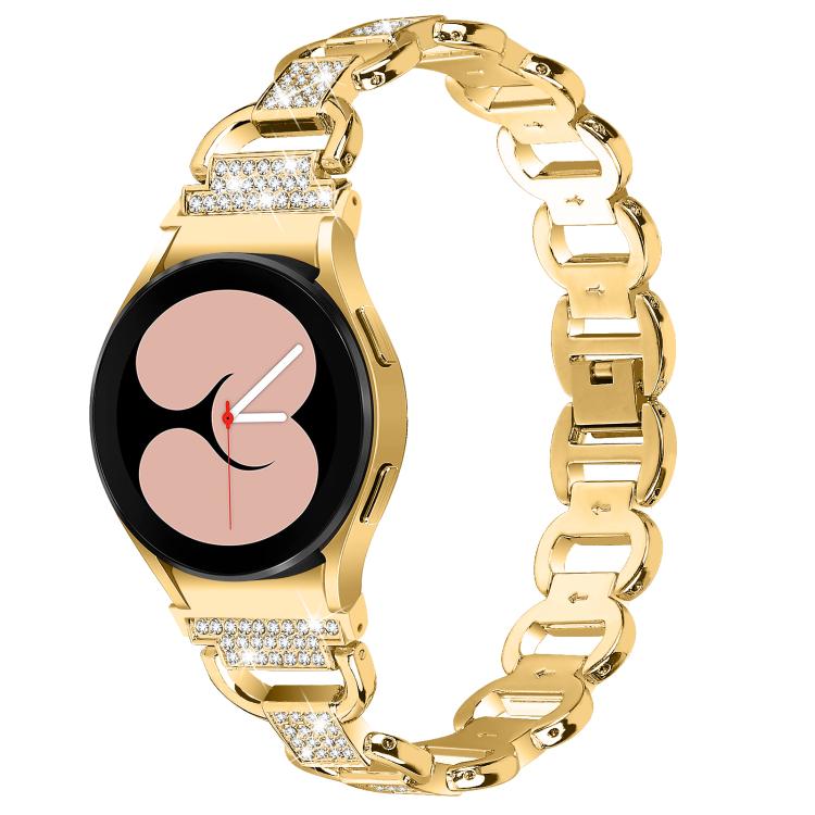 For Samsung Galaxy Watch 7 40mm / 44mm Metal Head Oval Diamond Stainless Steel Watch Band(Gold) - free shipping - PMC TechLife - Order now!