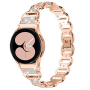 For Samsung Galaxy Watch 7 40mm / 44mm Metal Head Oval Diamond Stainless Steel Watch Band(Rose Gold)