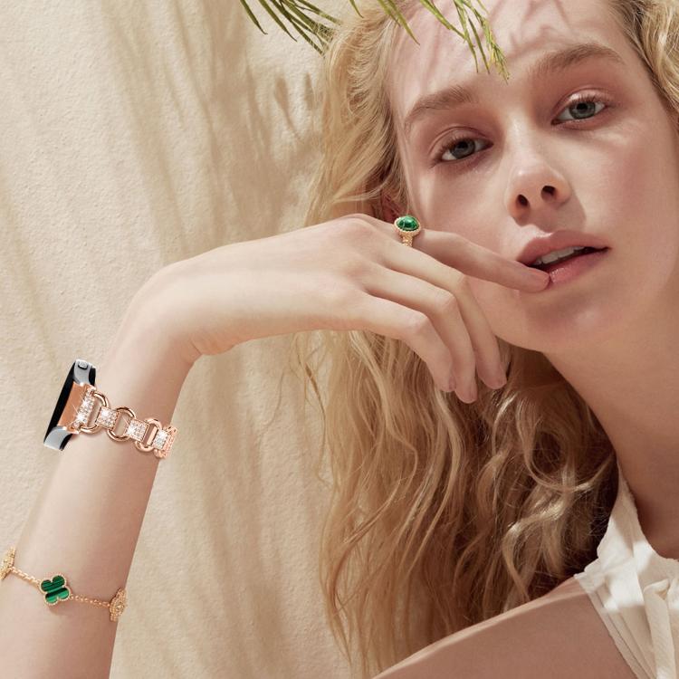 For Samsung Galaxy Watch 7 40mm / 44mm Metal Head Oval Diamond Stainless Steel Watch Band(Rose Gold) - free shipping - PMC TechLife - Order now!