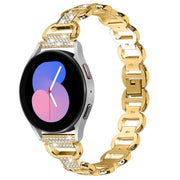 20mm Oval Diamond Stainless Steel Watch Band(Gold)