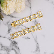 20mm Oval Diamond Stainless Steel Watch Band(Gold)