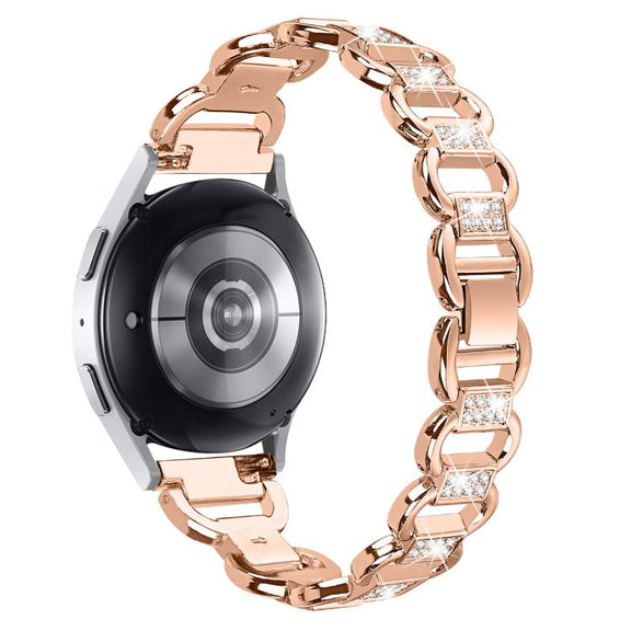20mm Oval Diamond Stainless Steel Watch Band(Rose Gold)