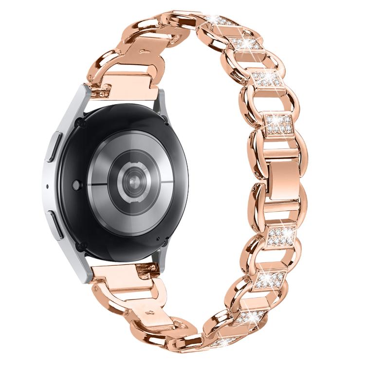 20mm Oval Diamond Stainless Steel Watch Band(Rose Gold)