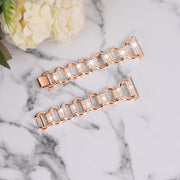 20mm Oval Diamond Stainless Steel Watch Band(Rose Gold)