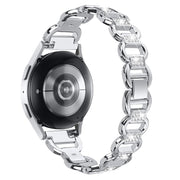 20mm Oval Diamond Stainless Steel Watch Band(Silver)