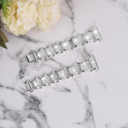 20mm Oval Diamond Stainless Steel Watch Band(Silver)
