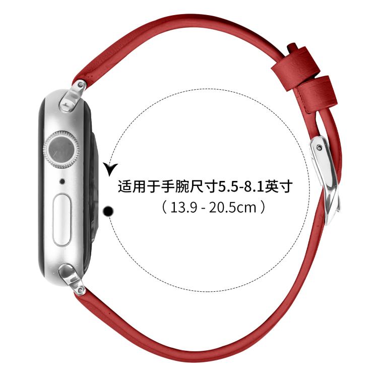 For Apple Watch 42mm / 41mm / 40mm / 38mm Small Waist PU Leather Watch Band(Red)