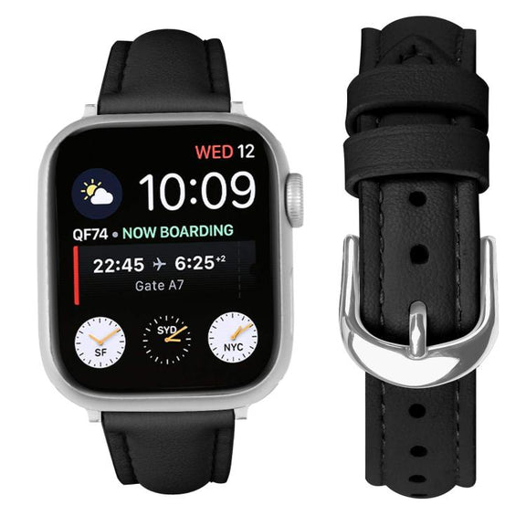 For Apple Watch 42mm / 41mm / 40mm / 38mm Small Waist PU Leather Watch Band(Black)