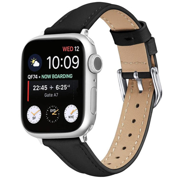 For Apple Watch 42mm / 41mm / 40mm / 38mm Small Waist PU Leather Watch Band(Black)