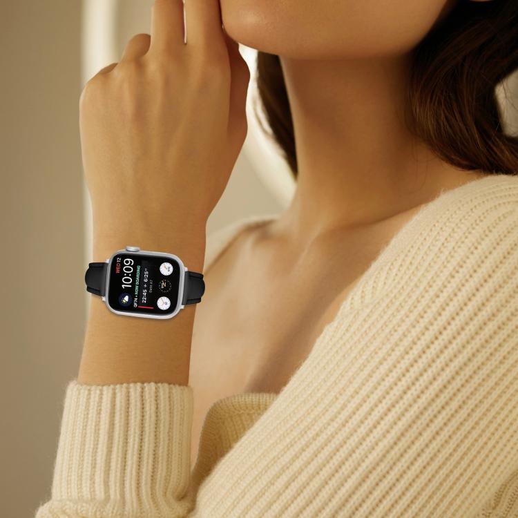 For Apple Watch 42mm / 41mm / 40mm / 38mm Small Waist PU Leather Watch Band(Black)