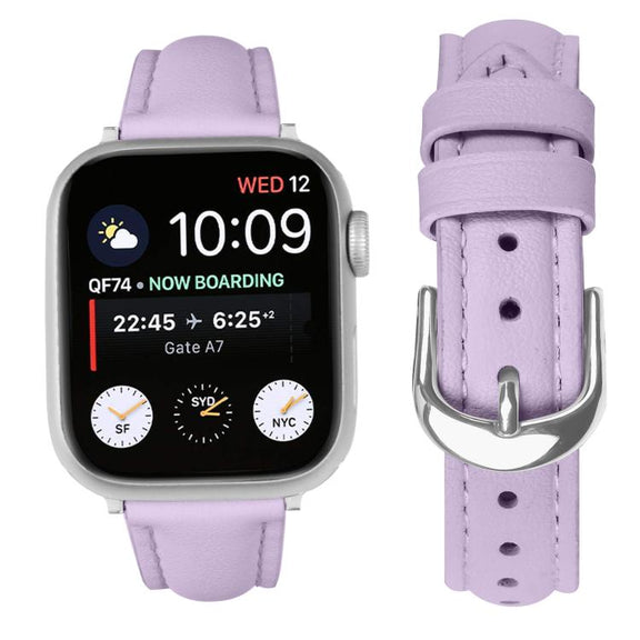 For Apple Watch 42mm / 41mm / 40mm / 38mm Small Waist PU Leather Watch Band(Light Purple)
