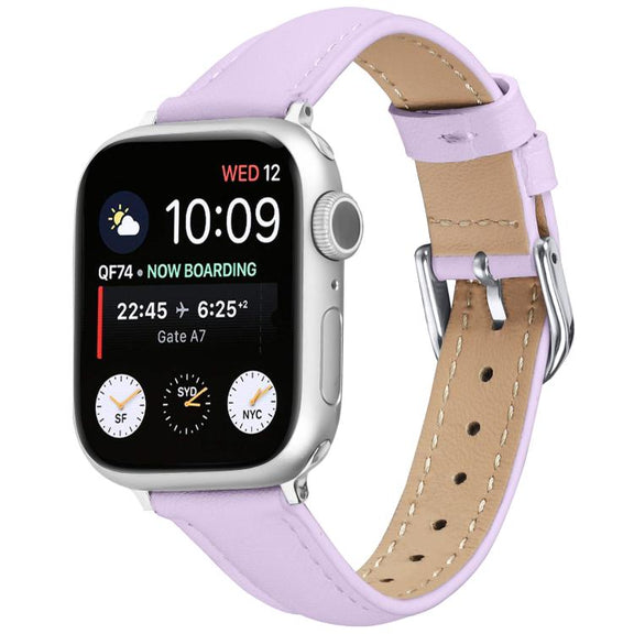 For Apple Watch 42mm / 41mm / 40mm / 38mm Small Waist PU Leather Watch Band(Light Purple)