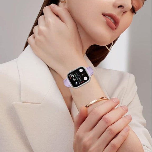 For Apple Watch 42mm / 41mm / 40mm / 38mm Small Waist PU Leather Watch Band(Light Purple)