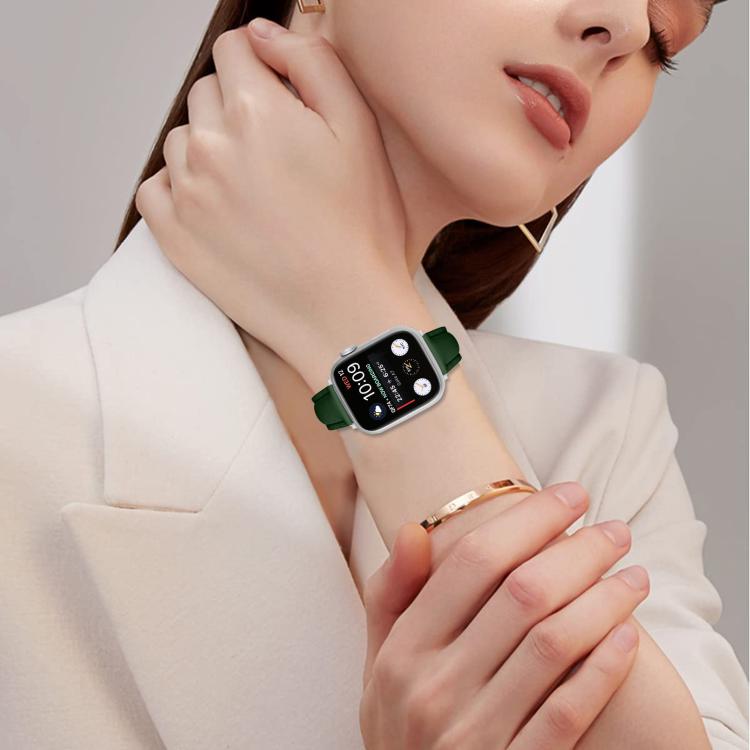 For Apple Watch 42mm / 41mm / 40mm / 38mm Small Waist PU Leather Watch Band(Pine Green)