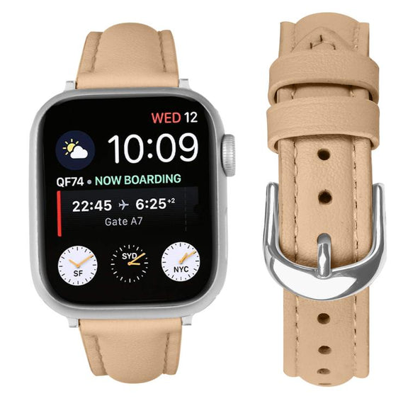 For Apple Watch 42mm / 41mm / 40mm / 38mm Small Waist PU Leather Watch Band(Camel Color)
