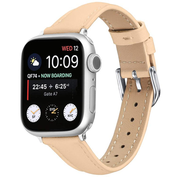 For Apple Watch 42mm / 41mm / 40mm / 38mm Small Waist PU Leather Watch Band(Camel Color)