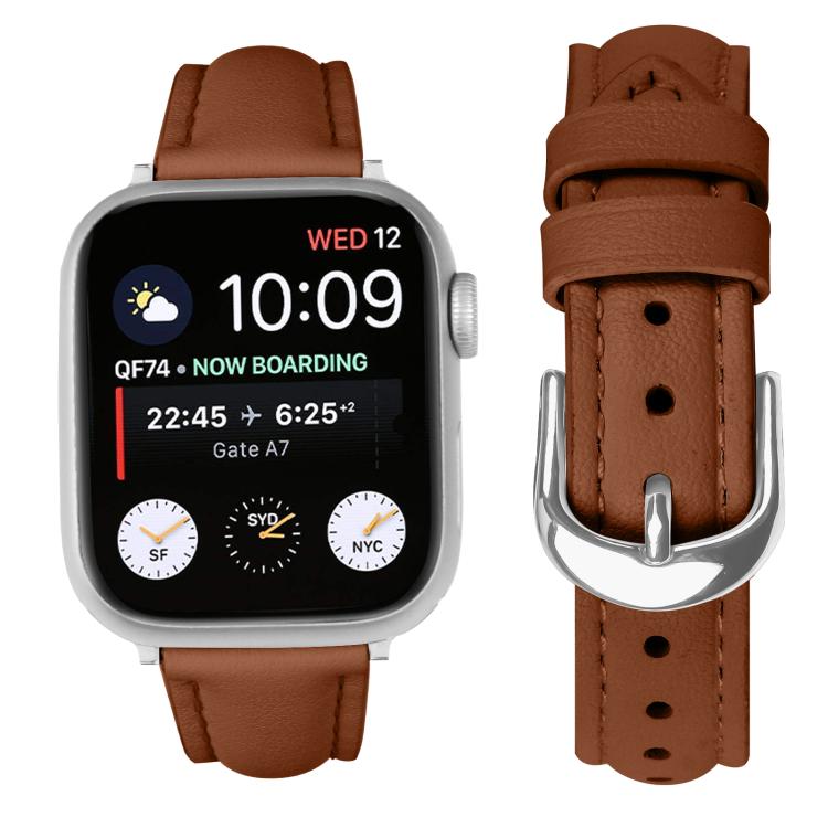 For Apple Watch 42mm / 41mm / 40mm / 38mm Small Waist PU Leather Watch Band(Brown)
