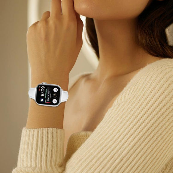 For Apple Watch 46mm / 49mm / 45mm / 44mm Small Waist PU Leather Watch Band(White)