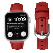 For Apple Watch 46mm / 49mm / 45mm / 44mm Small Waist PU Leather Watch Band(Red)