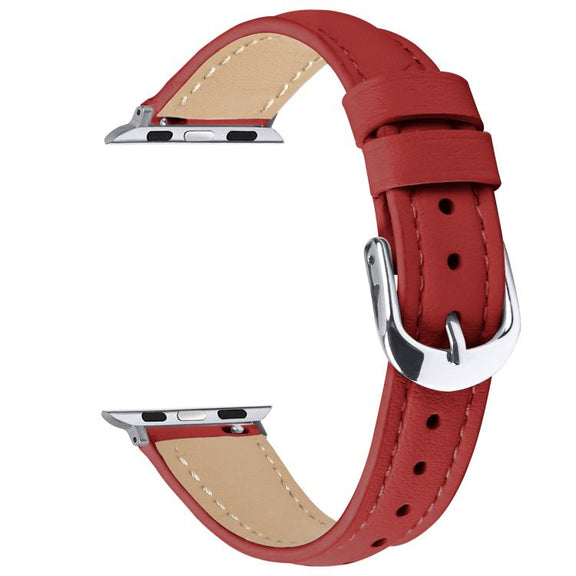 For Apple Watch 46mm / 49mm / 45mm / 44mm Small Waist PU Leather Watch Band(Red)