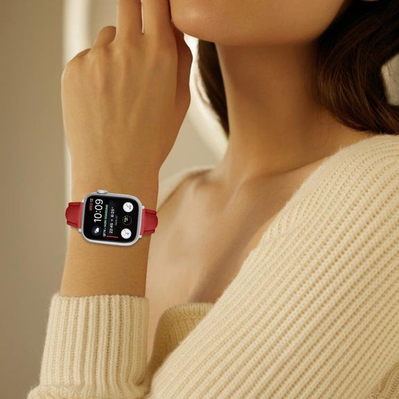 For Apple Watch 46mm / 49mm / 45mm / 44mm Small Waist PU Leather Watch Band(Red)