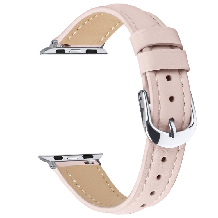 For Apple Watch 46mm / 49mm / 45mm / 44mm Small Waist PU Leather Watch Band(Sandpaper pink)