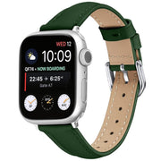 For Apple Watch 46mm / 49mm / 45mm / 44mm Small Waist PU Leather Watch Band(Pine Green)