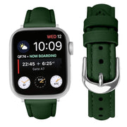 For Apple Watch 46mm / 49mm / 45mm / 44mm Small Waist PU Leather Watch Band(Pine Green)