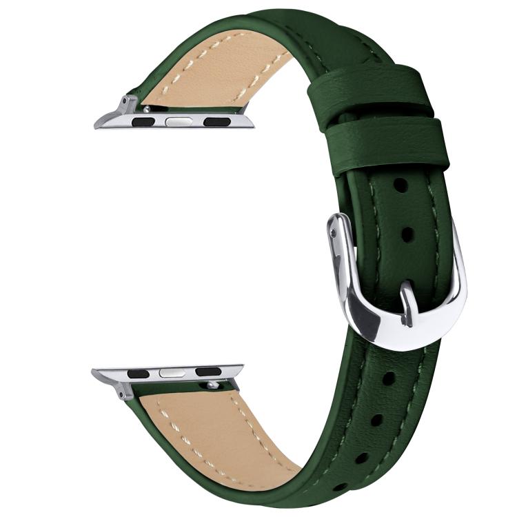 For Apple Watch 46mm / 49mm / 45mm / 44mm Small Waist PU Leather Watch Band(Pine Green)