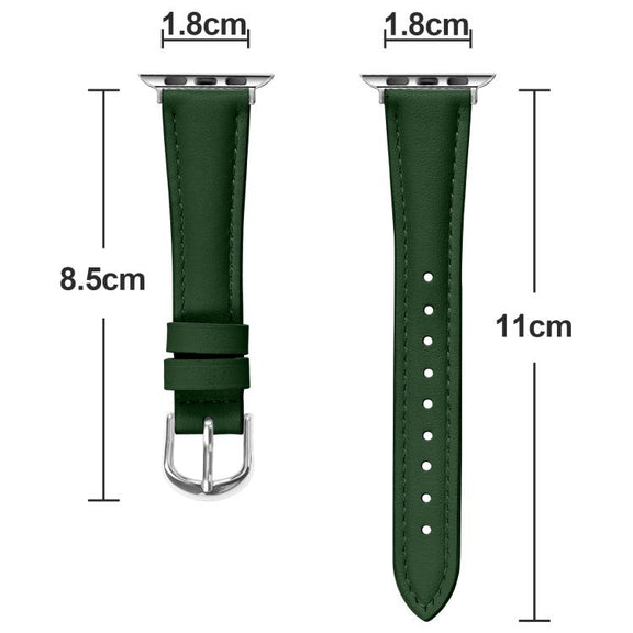 For Apple Watch 46mm / 49mm / 45mm / 44mm Small Waist PU Leather Watch Band(Pine Green)